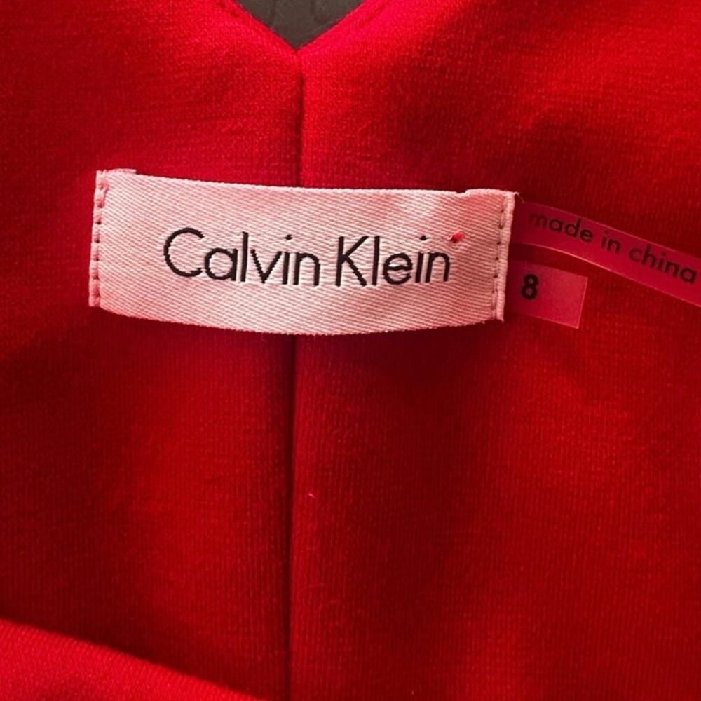 Calvin Klein Sheath Dress Red Asymmetric Zip Front Sleeveless Women Size 8 - Picture 4 of 5